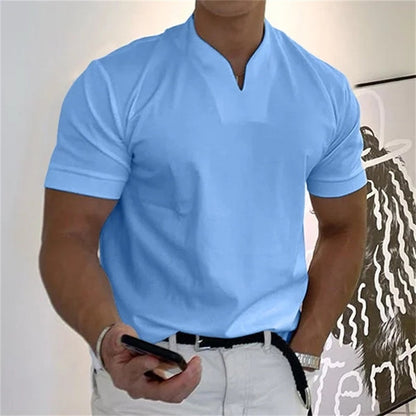 👕 JETZT 60 % RABATT! 💎 Herren-Business-T-Shirt mit V-Ausschnitt und kurzen Ärmeln – atmungsaktive Baumwollmischung, klassische Passform und erhältlich bis Größe 5XL ✨