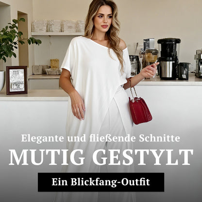 💕Set aus schulterfreiem Oberteil und Hose in einfarbiger Farbe