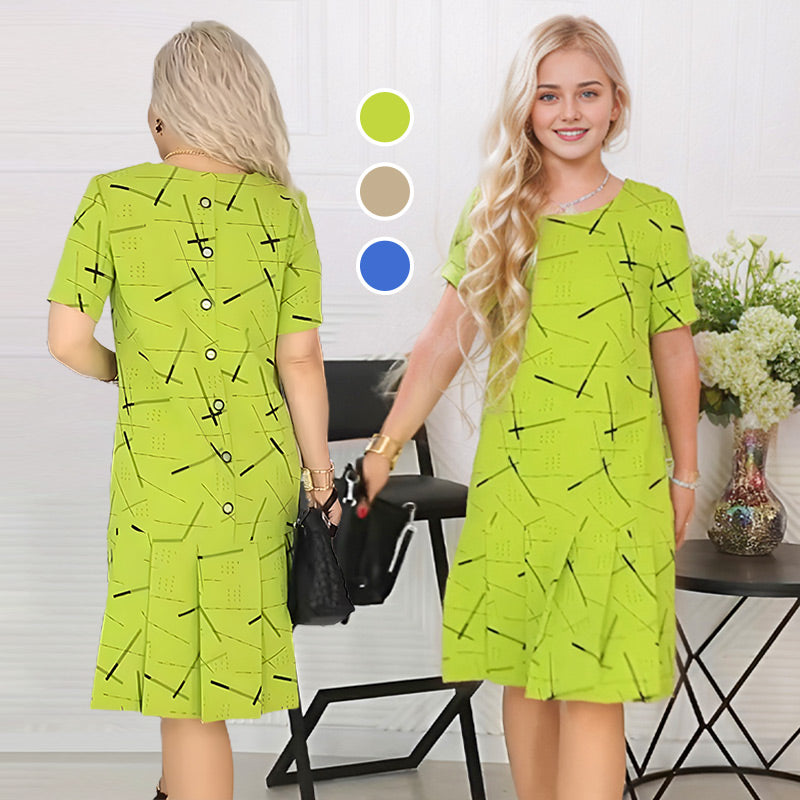 🔥Vendita calda in🌈Vestito plissettato alla moda con stampa a maniche corte per le donne! 🔥