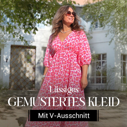 🔥👗Begrenzte Zeit 50% Rabatt auf bedruckte Damenkleider mit V-Ausschnitt