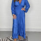 Silk Smocked Waist Long Sleeve Maxi Dress