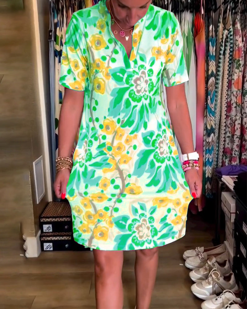 🔥Last Day Promotion 49% discount 💃 Short-sleeved dress with floral print