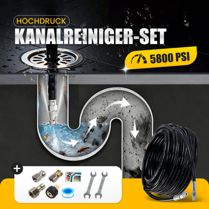 🚿 50% RABATT! ⚡ Reinigungsset für Abwasserkanäle 5800 PSI – Rotierende Düse, Verstärkter Schlauch & Effektive Rohrreinigung 🛠️ Kostenloser Versand