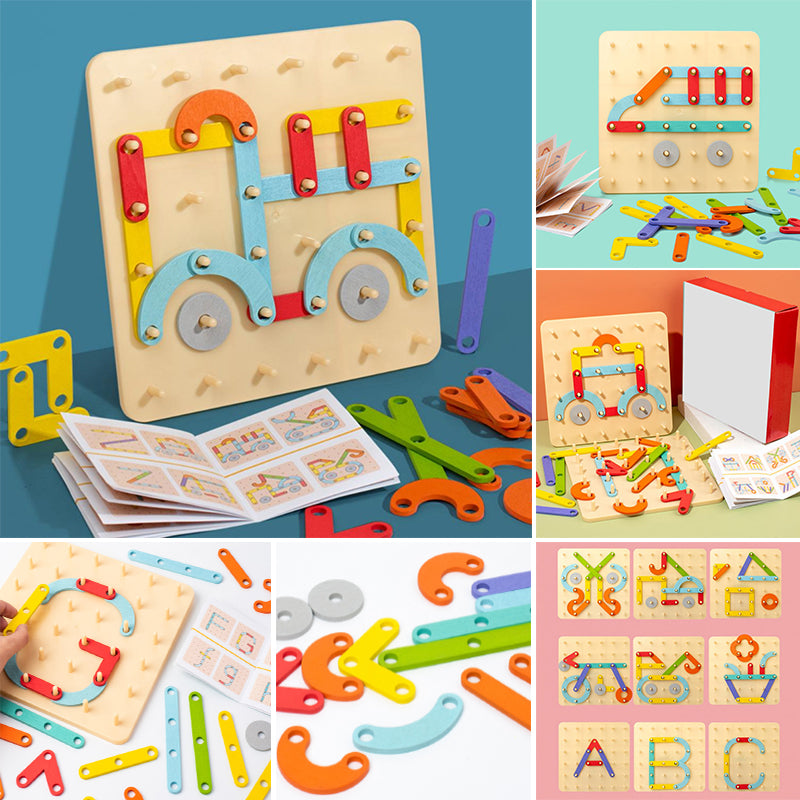 🧩 50% RABATT ! ✨ Montessori-Steckpuzzle - Holzformen mit Lernkarten für frühe Bildung & kreative Entwicklung 🎁🎄