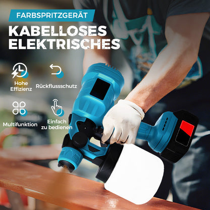 🔥Kabellose elektrische Spritzpistole ⚡ 800 ml/Minute für ununterbrochenes Sprühen 💪 Wiederaufladbar, kabellos, Sprühen in jedem Winkel ohne Auslaufen. Ideal für Möbel, Zäune und Wände 🏠