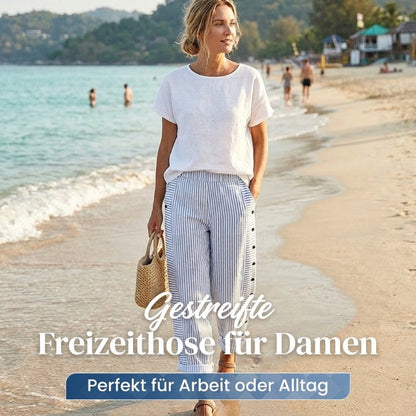 🔥Solange der Vorrat reicht 40 % Rabatt!🎉Bequeme blau gestreifte Hose mit Seitentaschen