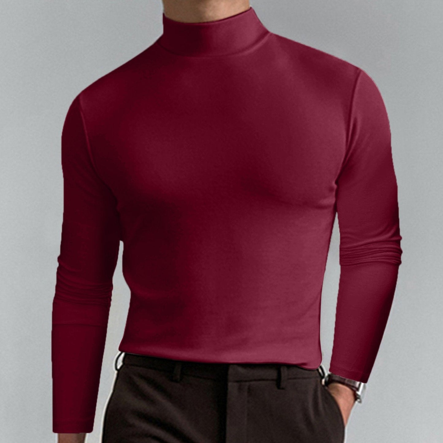 🔥55% Rabatt🔥Slim Fit Langarm-T-Shirt für Herren mit Stehkragen