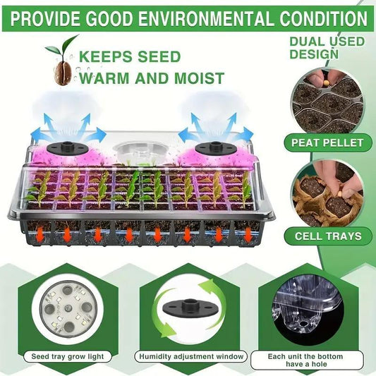 💎60 % RABATT! 💎 Anzuchtschalen mit Pflanzenlampe – Feuchtigkeitsregulierung, transparentes Vollspektrumlicht 🌱💡