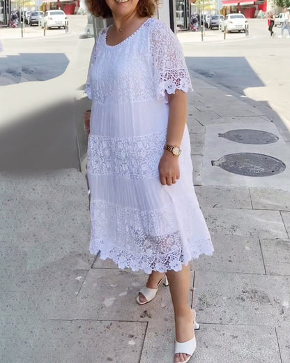 💥Sconto del 66% a tempo limitato 💕Abito semplice con maniche corte e pizzo