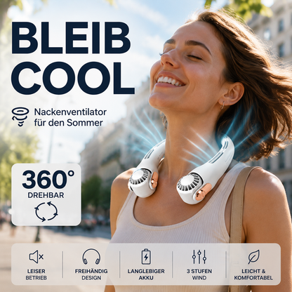 🥳2026 SONDERANGEBOT🥳💞ÜBER 50.000 VERKAUFT!🍃 Halsventilator mit Luftkühlung – extrem leise, um 360° drehbar, 3 Geschwindigkeitsstufen. Freihändige Kühlung, 48 Stunden Akkulaufzeit. Ein Muss für den Sommer! 😎🌬️