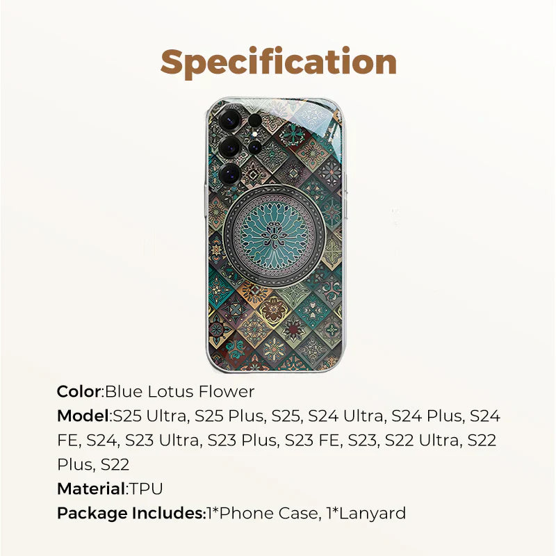 Colorful Blue Lotus Flower Totem Case Cover for Samsung S Series - Get a FREE Exquisite Diamond Bracelet!🔥