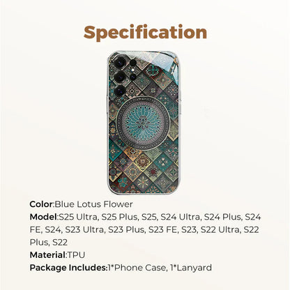 Colorful Blue Lotus Flower Totem Case Cover for Samsung S Series - Get a FREE Exquisite Diamond Bracelet!🔥