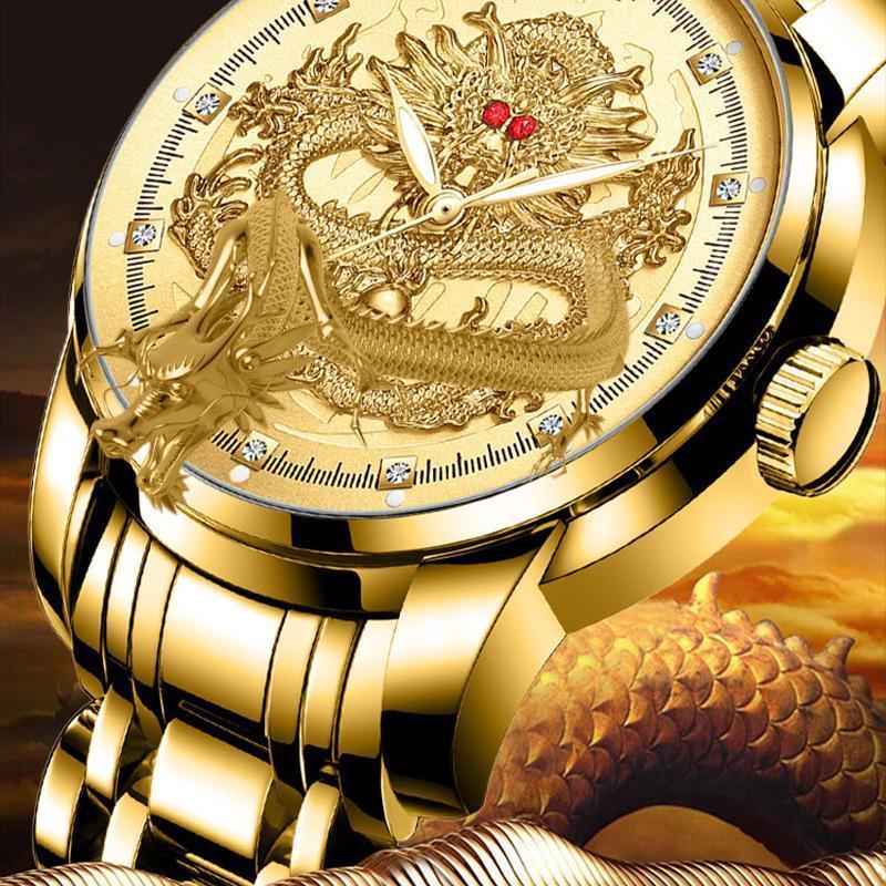 ⏳Tijdelijke aanbieding⌛Golden Dragon Quartz Herenhorloge