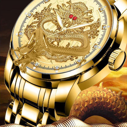 ⏳Tijdelijke aanbieding⌛Golden Dragon Quartz Herenhorloge