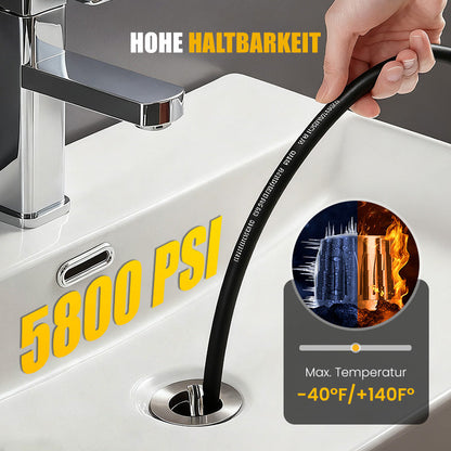 🚿 50% RABATT! ⚡ Reinigungsset für Abwasserkanäle 5800 PSI – Rotierende Düse, Verstärkter Schlauch & Effektive Rohrreinigung 🛠️ Kostenloser Versand