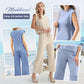 🌺2025 Neue Frauen Casual Cap Sleeve Top Wide Leg Crop Pants Zweiteilige Sets🌺