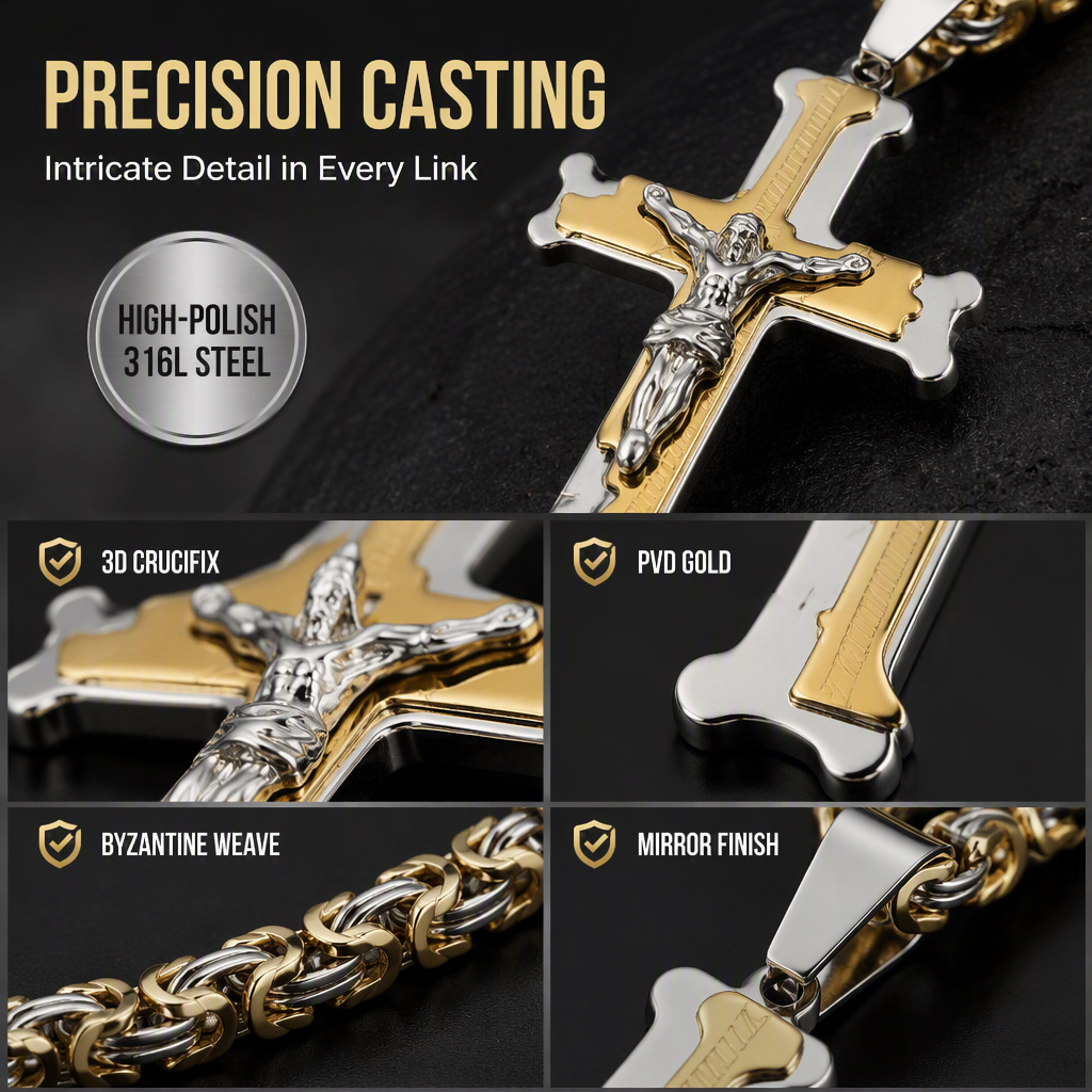✝️50 % RABATT⏰ Edelstahl‑Kruzifix‑Halskette, stilvolles Schmuckstück für Geschenk & Alltag