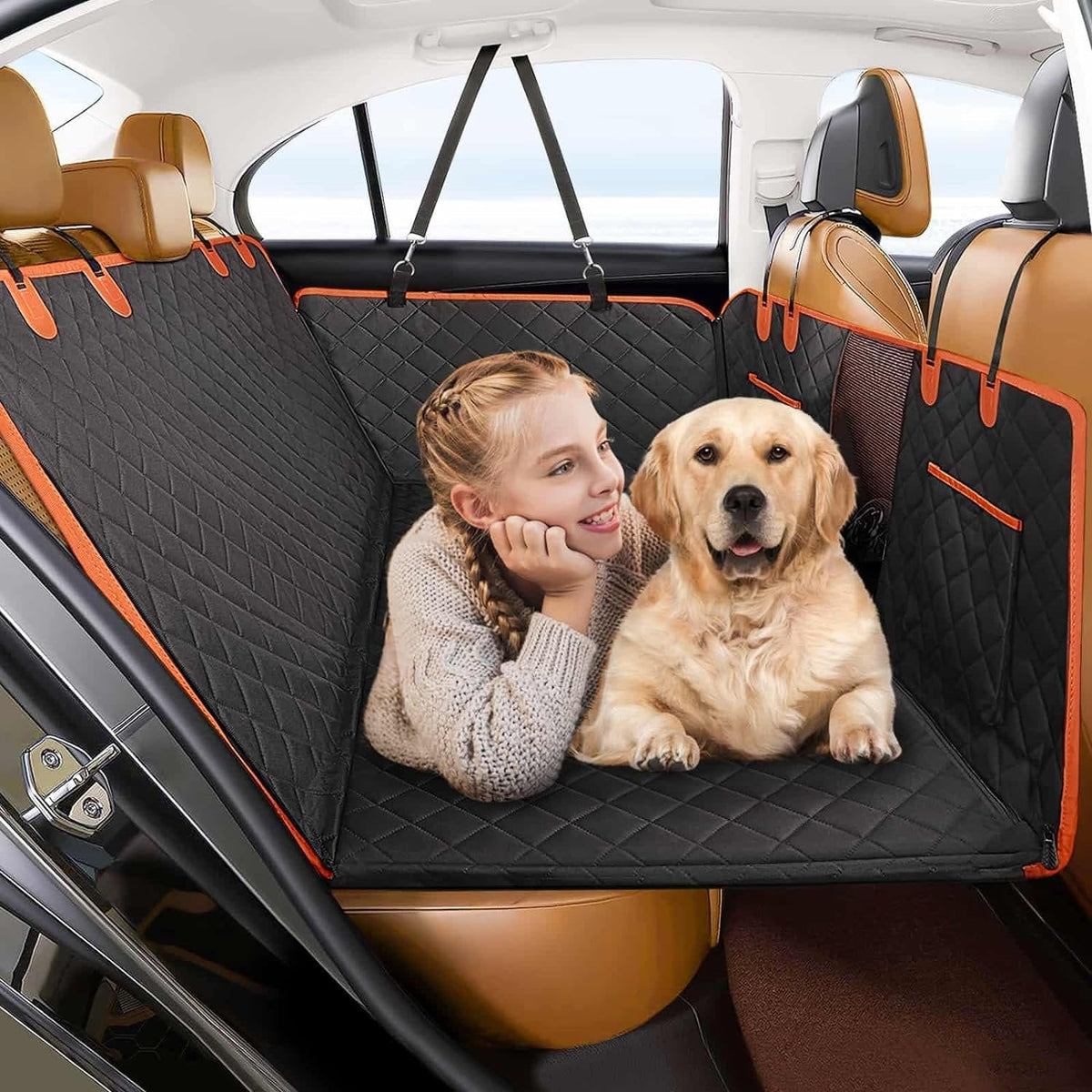 ⏳Zeitlich begrenztes Angebot⏳ Hunde-Rücksitzabdeckung mit festem Boden und verstellbaren Gurten