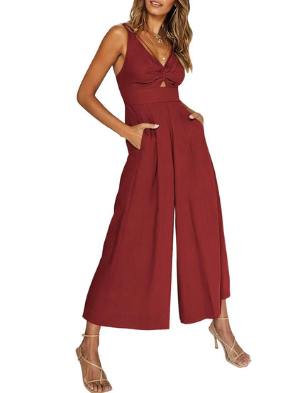🤩V-hals jumpsuits met hoge taille en uitsparingen