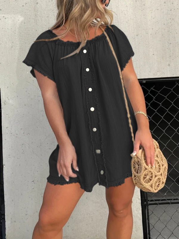 ✈️Gratis frakt🌸Kortermet, avslappet denimkjole