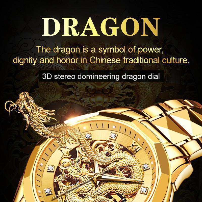⏳Tijdelijke aanbieding⌛Golden Dragon Quartz Herenhorloge
