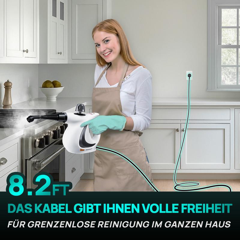 💎 60% RABATT! 💎 Hand-Multiflächen-Dampfreiniger mit Druckboost – 12-teiliges Set, Chemiefrei & 99,9 % Keimabtötung