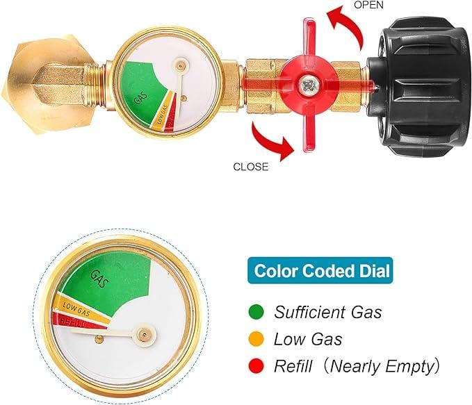 Adaptateur d'angle de recharge propan avec jauge de carburant