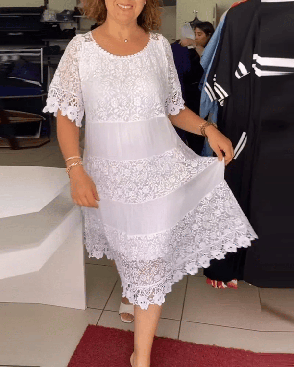 💥Sconto del 66% a tempo limitato 💕Abito semplice con maniche corte e pizzo