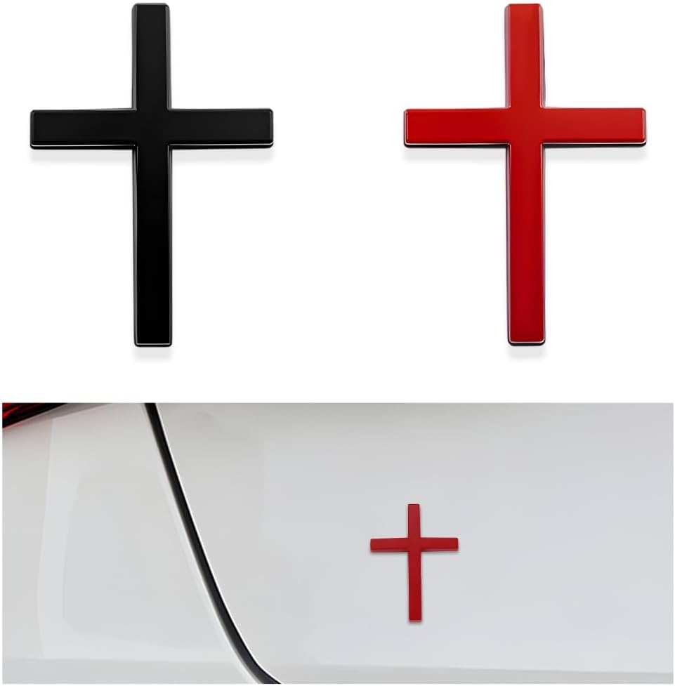 🚗✝️ Metallischer 3D-Kreuz-Aufkleber zur Selbstklebung für Kratzer am Auto