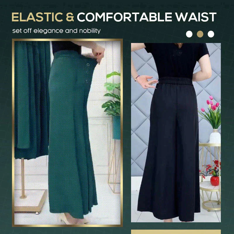 Pantaloni alla moda e pieghettati con una gamba larga