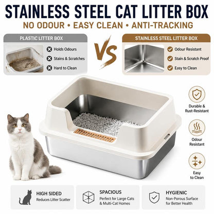 😺 50% RABATT! 💨 Edelstahl-Katzentoilette – Kein Streusand auf dem Boden, kein Geruch – Ideal für Mehrkatzen-Haushalte 🛡️