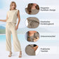 🌺2025 Neue Frauen Casual Cap Sleeve Top Wide Leg Crop Pants Zweiteilige Sets🌺