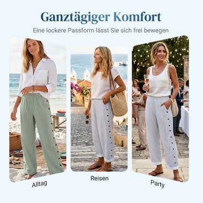 🔥Solange der Vorrat reicht 40 % Rabatt!🎉Bequeme blau gestreifte Hose mit Seitentaschen
