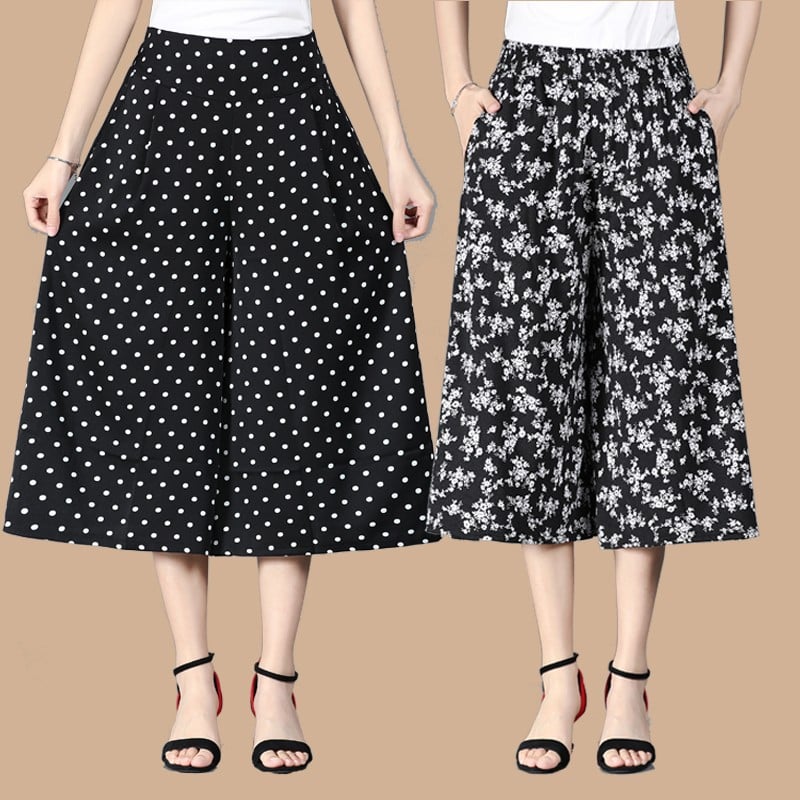 🔥VENDITA CALDA🔥Culottes da donna a gamba larga con chiffon plissettato
