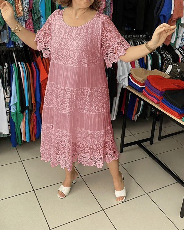 💥Sconto del 66% a tempo limitato 💕Abito semplice con maniche corte e pizzo