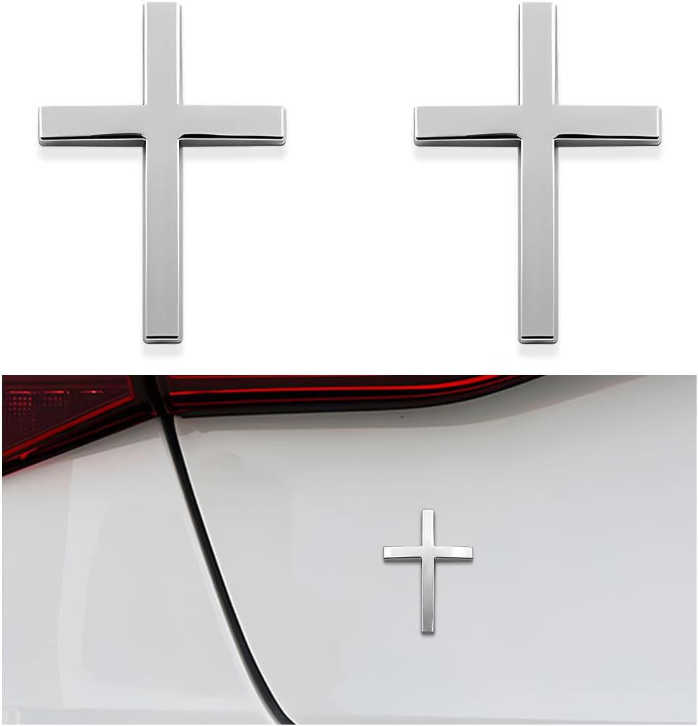 🚗✝️ Metallischer 3D-Kreuz-Aufkleber zur Selbstklebung für Kratzer am Auto