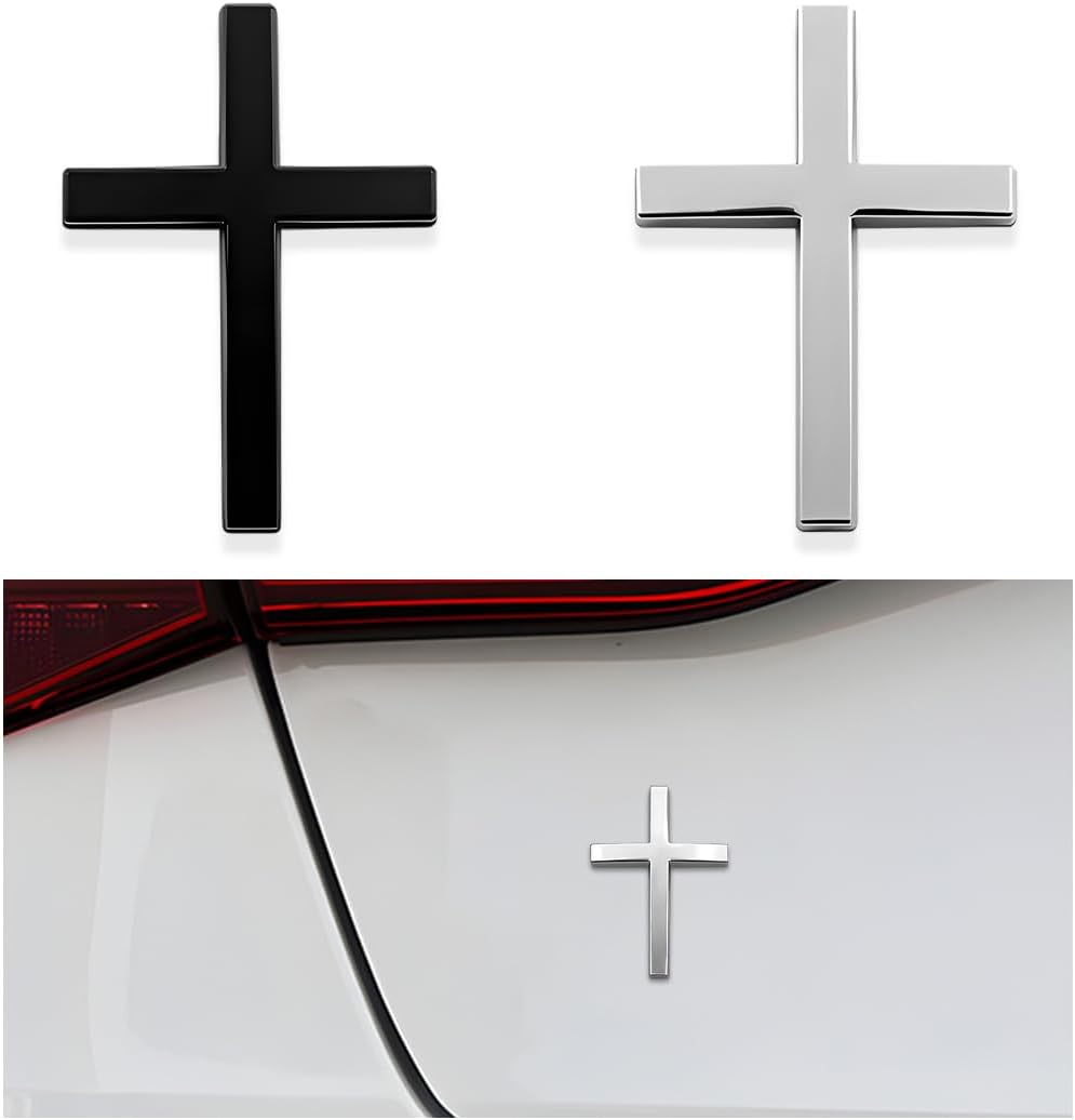 🚗✝️ Metallischer 3D-Kreuz-Aufkleber zur Selbstklebung für Kratzer am Auto