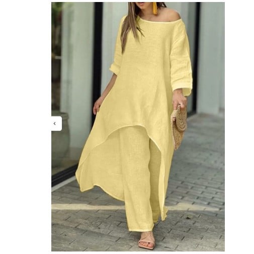💥Dernier jour 49% de réduction💥💕Costume décontracté à la mode en lin de couleur unie pour femme💃