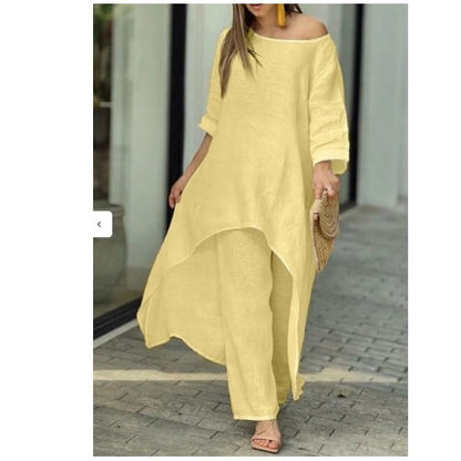 💥Dernier jour 49% de réduction💥💕Costume décontracté à la mode en lin de couleur unie pour femme💃