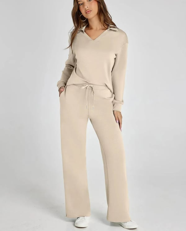 🥰Heißer Verkauf 49% Rabatt🍂2-teiliges Lounge-Set mit langen Ärmeln für Damen