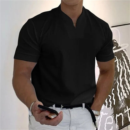 👕 JETZT 60 % RABATT! 💎 Herren-Business-T-Shirt mit V-Ausschnitt und kurzen Ärmeln – atmungsaktive Baumwollmischung, klassische Passform und erhältlich bis Größe 5XL ✨