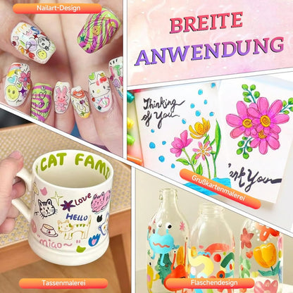 🎨Kreatives Nageldesign-Set mit 12 Farben – geeignet für Nageldesign-Begeisterte jeden Alters
