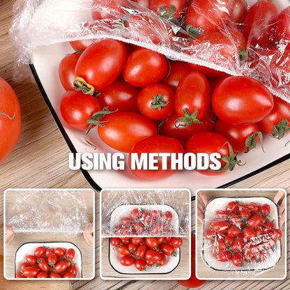 📢📢【 Limitiertes Angebot – 50% Rabatt 】🔥100 Pcs Einweg-Dehnfolien für Schalen und Teller, elastische Behälterdeckel, Alternative zu Frischhaltefolie für Reste, Obst, Gemüse und zur Lebensmittelaufbewahrung in der Küche