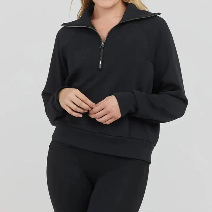 🔥Damen-Loungeset aus 2 Teilen mit Oversize-Schnitt, halbem Reißverschluss und weitem Bein