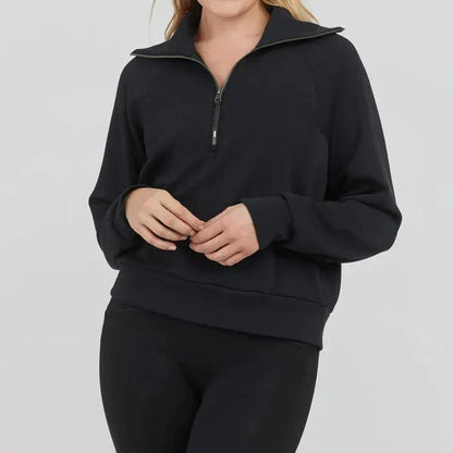 🔥Damen-Loungeset aus 2 Teilen mit Oversize-Schnitt, halbem Reißverschluss und weitem Bein