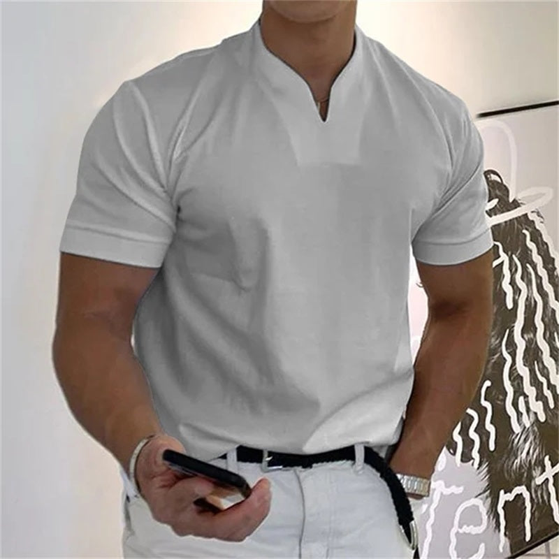 👕 JETZT 60 % RABATT! 💎 Herren-Business-T-Shirt mit V-Ausschnitt und kurzen Ärmeln – atmungsaktive Baumwollmischung, klassische Passform und erhältlich bis Größe 5XL ✨