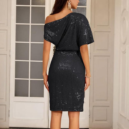 💃👠49% RABATT💖Party- und Clubkleid mit One-Shoulder-Träger und funkelnden Pailletten für Damen✨