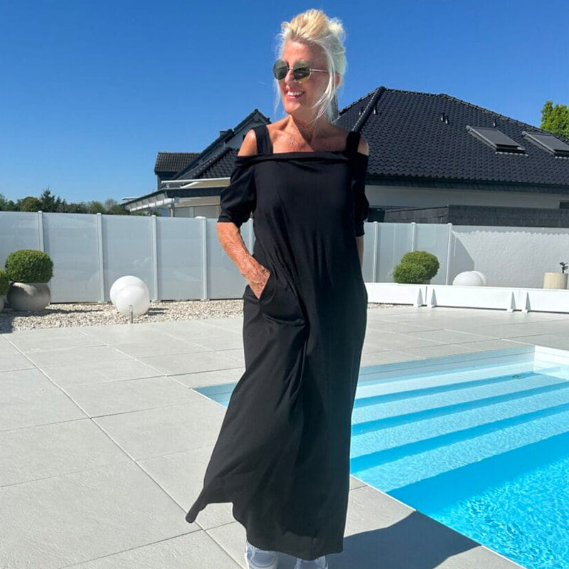 Lässiges Maxikleid mit offenen Schultern für Damen