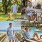 🔥Solange der Vorrat reicht 40 % Rabatt!🎉Zweiteiliges Sommer-Set für Herren aus Polohemd und Shorts
