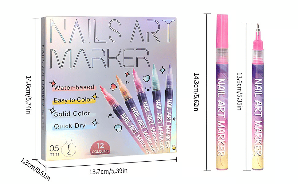 🎨Kreatives Nageldesign-Set mit 12 Farben – geeignet für Nageldesign-Begeisterte jeden Alters